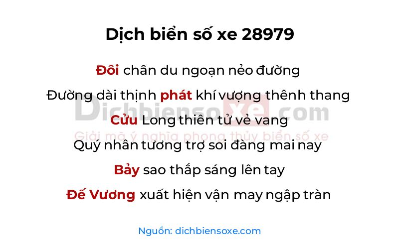 Dịch thơ biển số 28979