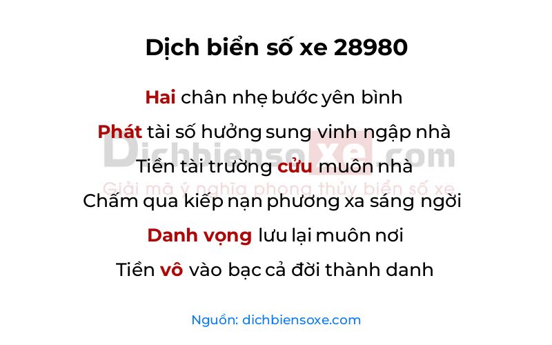 Dịch thơ biển số 28980