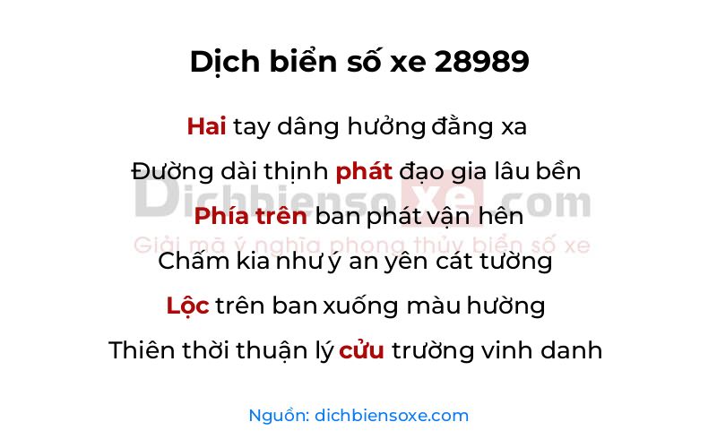 Dịch thơ biển số 28989
