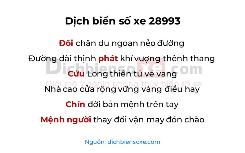 Dịch thơ biển số 28993