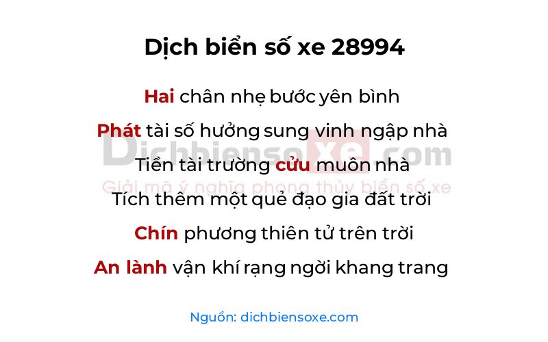 Dịch thơ biển số 28994