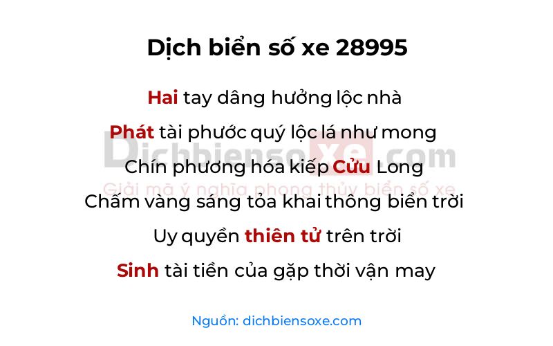 Dịch thơ biển số 28995