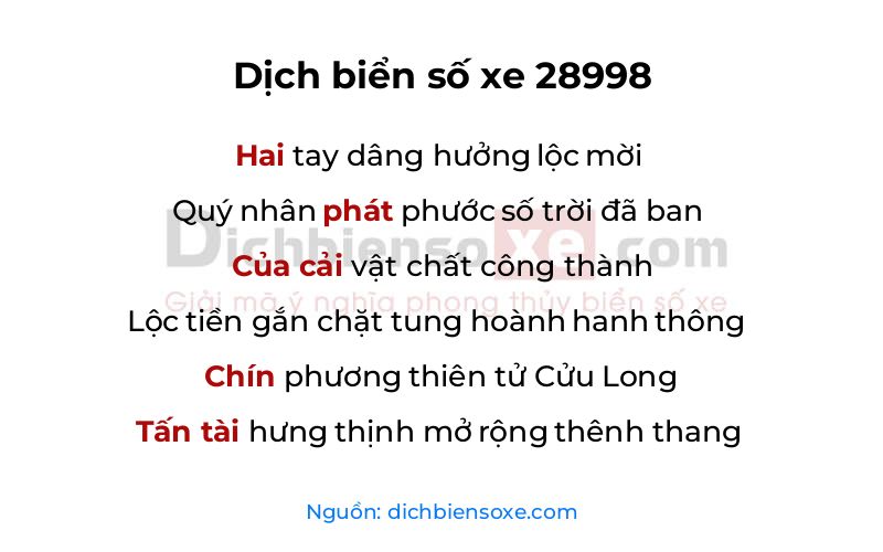 Dịch thơ biển số 28998