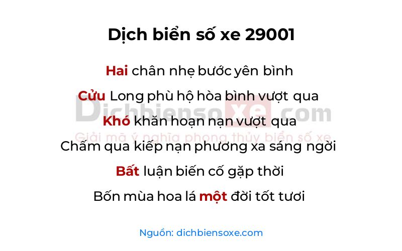 Dịch thơ biển số 29001