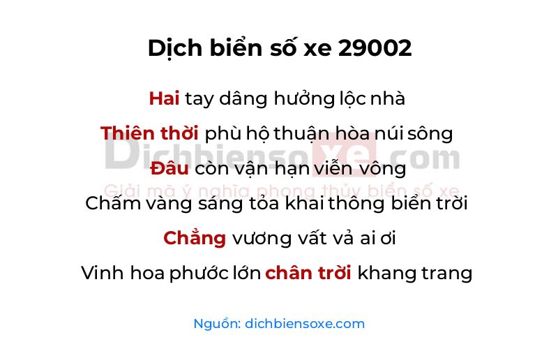 Dịch thơ biển số 29002