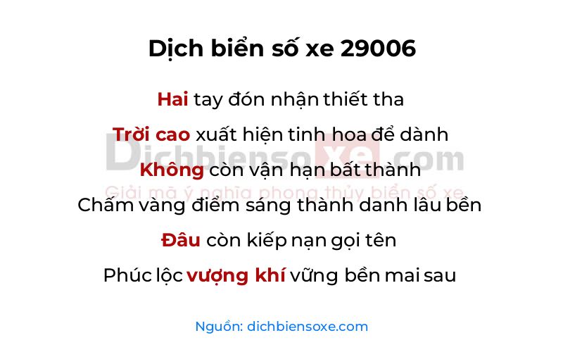 Dịch thơ biển số 29006