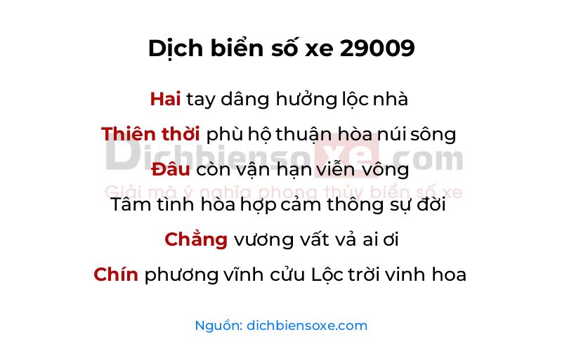Dịch thơ biển số 29009