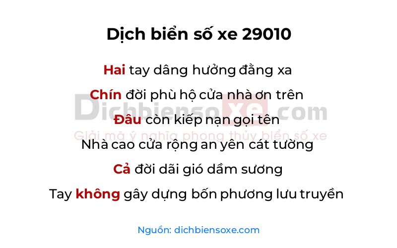 Dịch thơ biển số 29010