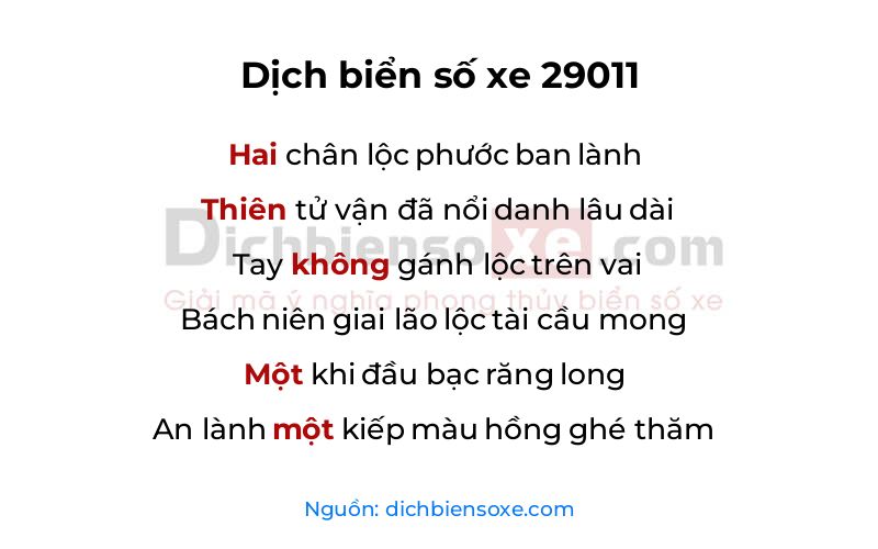 Dịch thơ biển số 29011