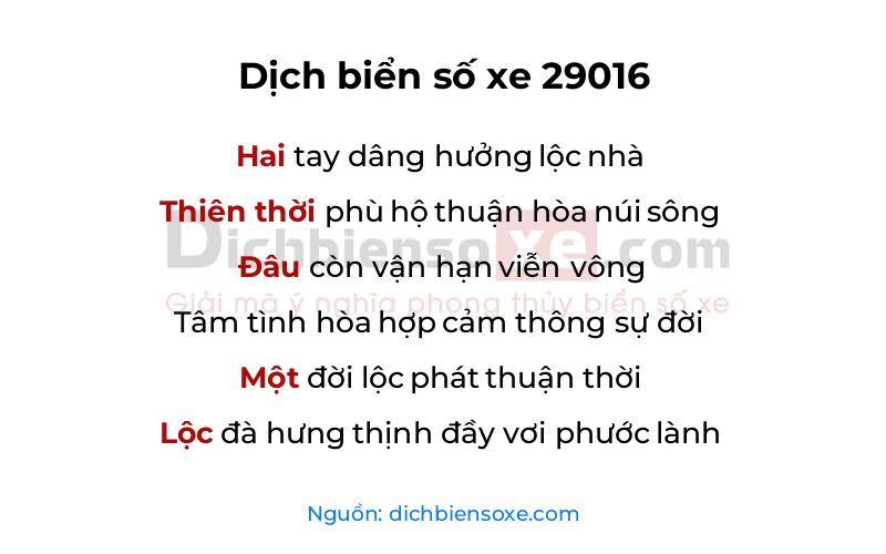 Dịch thơ biển số 29016