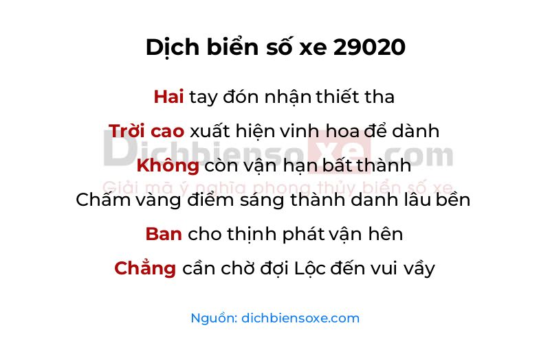 Dịch thơ biển số 29020