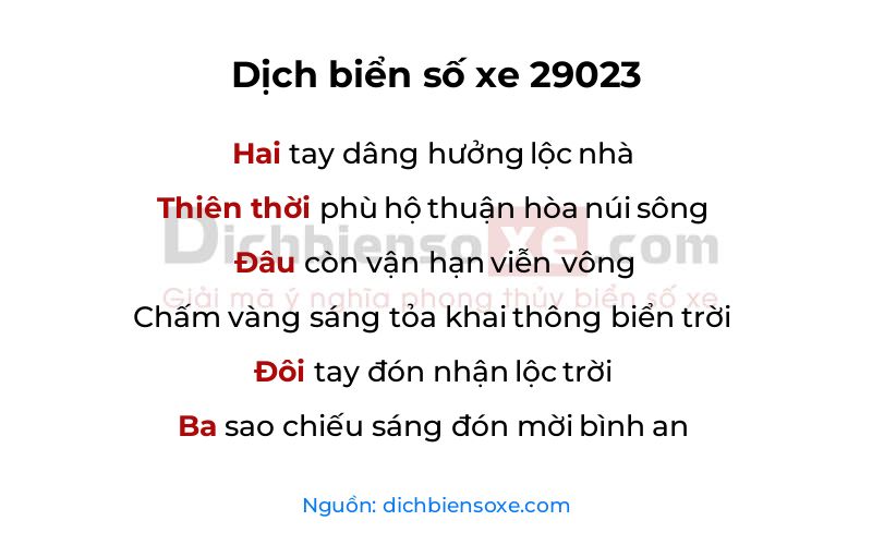 Dịch thơ biển số 29023