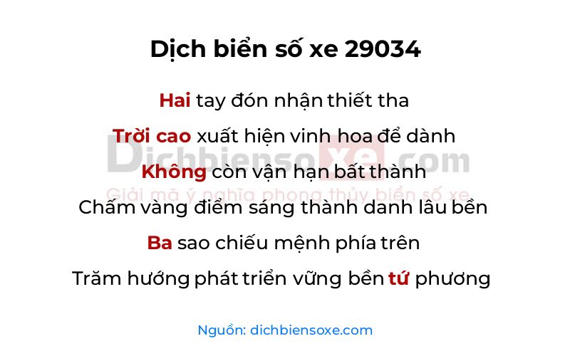 Dịch thơ biển số 29034