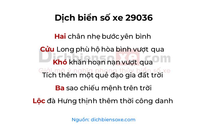 Dịch thơ biển số 29036
