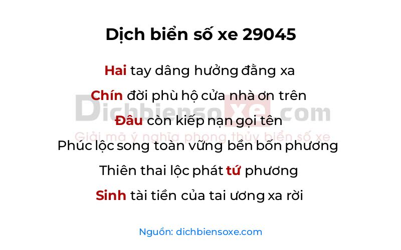 Dịch thơ biển số 29045