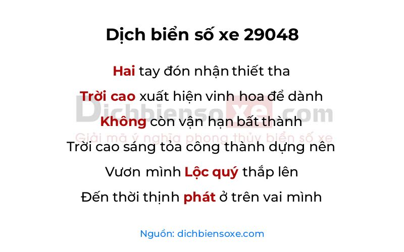 Dịch thơ biển số 29048