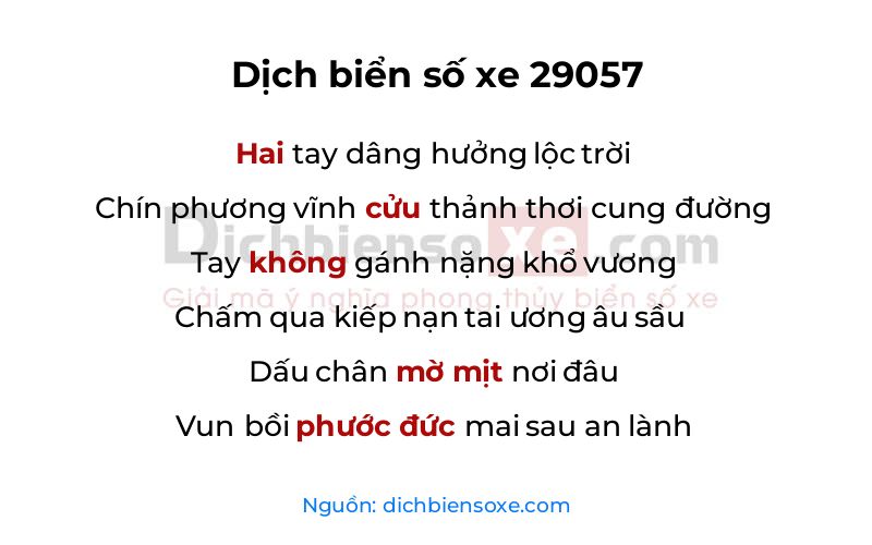 Dịch thơ biển số 29057