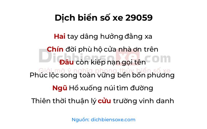 Dịch thơ biển số 29059
