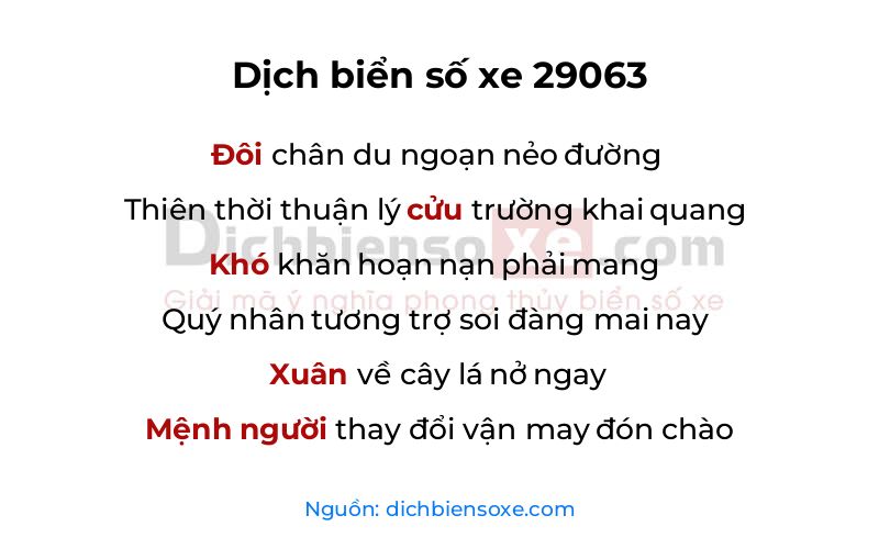 Dịch thơ biển số 29063