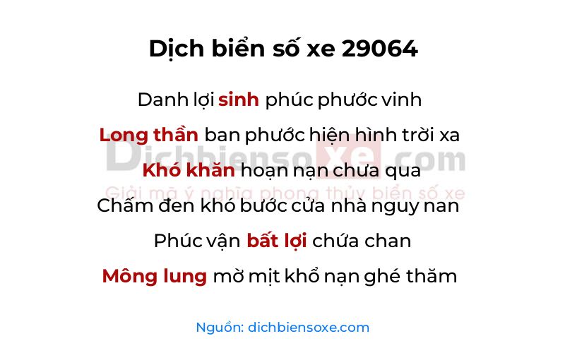 Dịch thơ biển số 29064