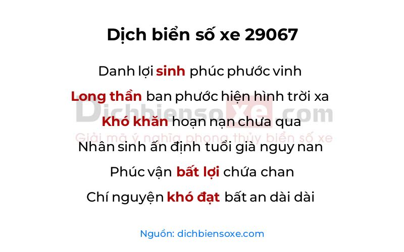 Dịch thơ biển số 29067