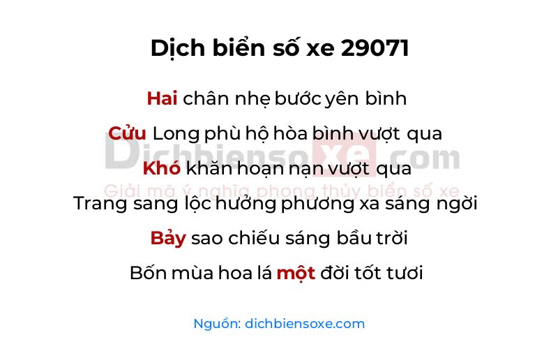 Dịch thơ biển số 29071