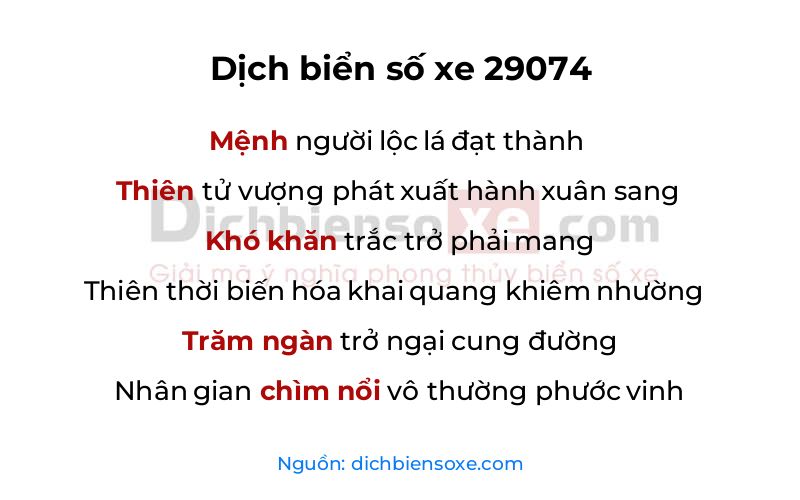 Dịch thơ biển số 29074