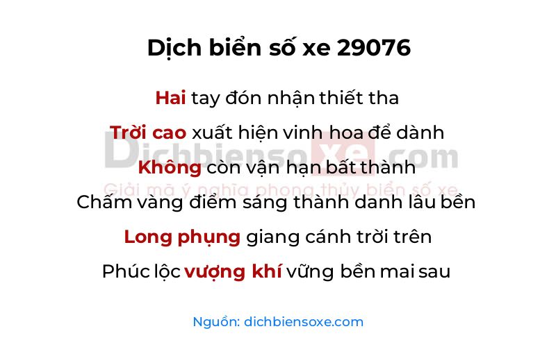 Dịch thơ biển số 29076
