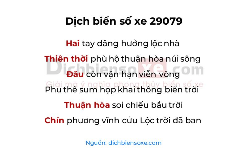 Dịch thơ biển số 29079