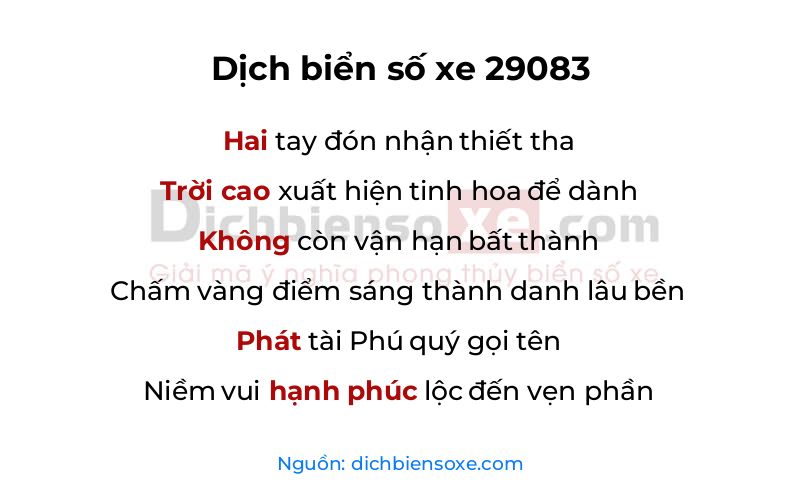 Dịch thơ biển số 29083