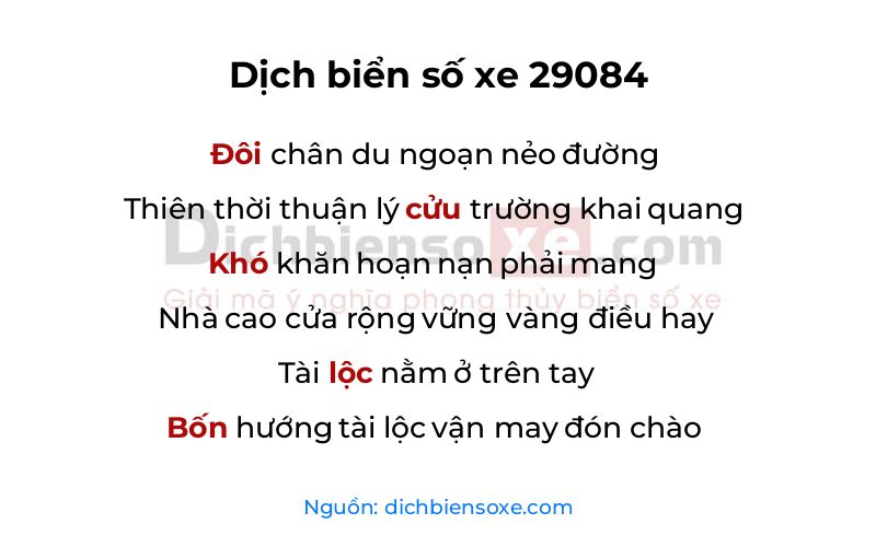 Dịch thơ biển số 29084