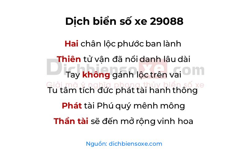 Dịch thơ biển số 29088