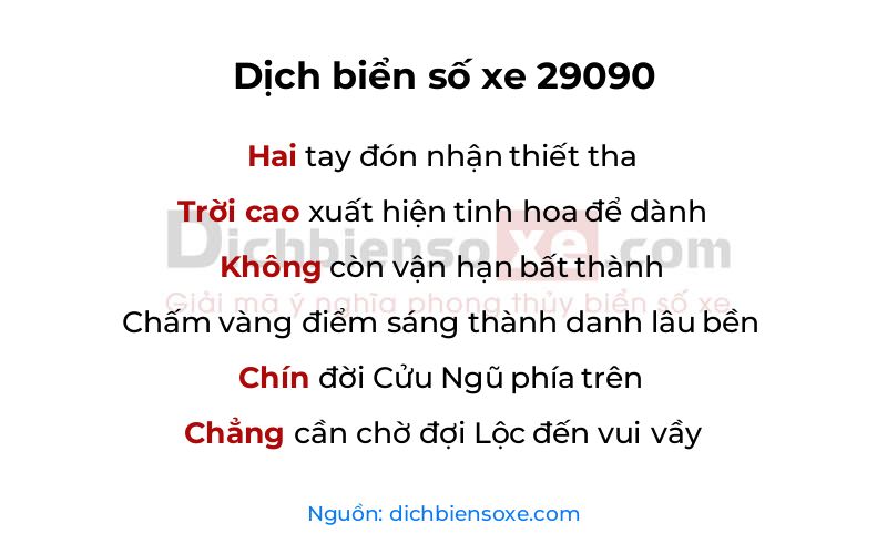 Dịch thơ biển số 29090