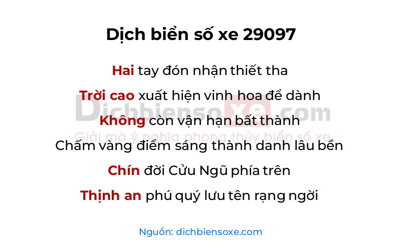 Dịch thơ biển số 29097