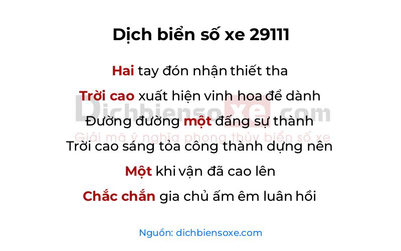 Dịch thơ biển số 29111