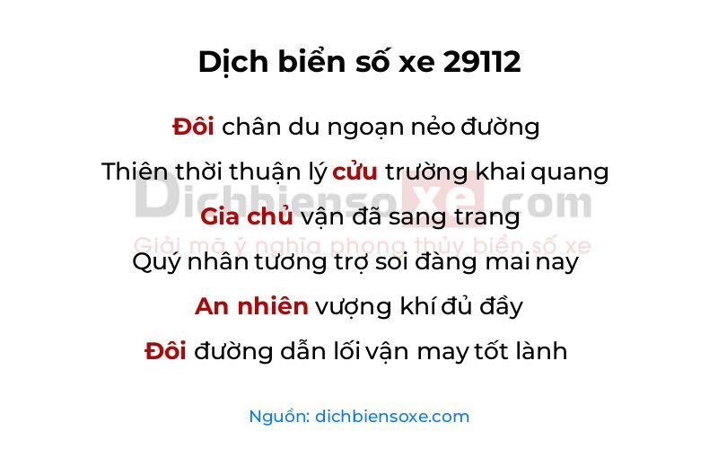 Dịch thơ biển số 29112