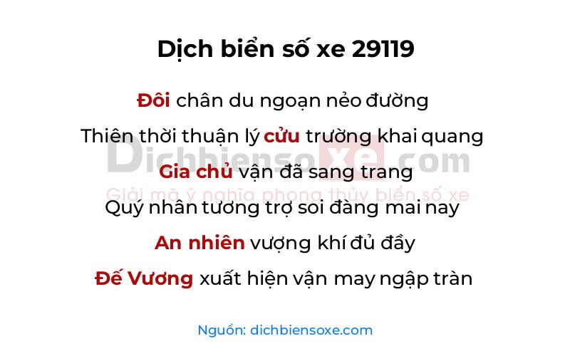 Dịch thơ biển số 29119