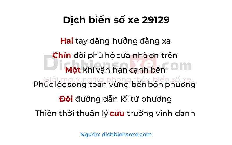Dịch thơ biển số 29129