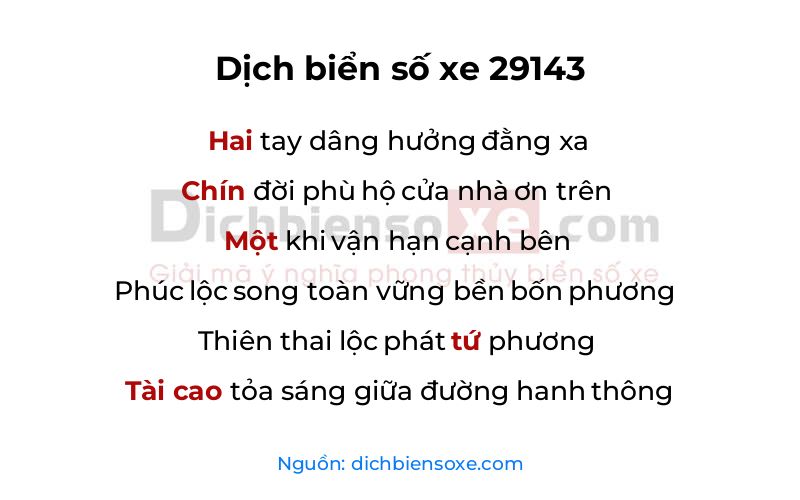 Dịch thơ biển số 29143