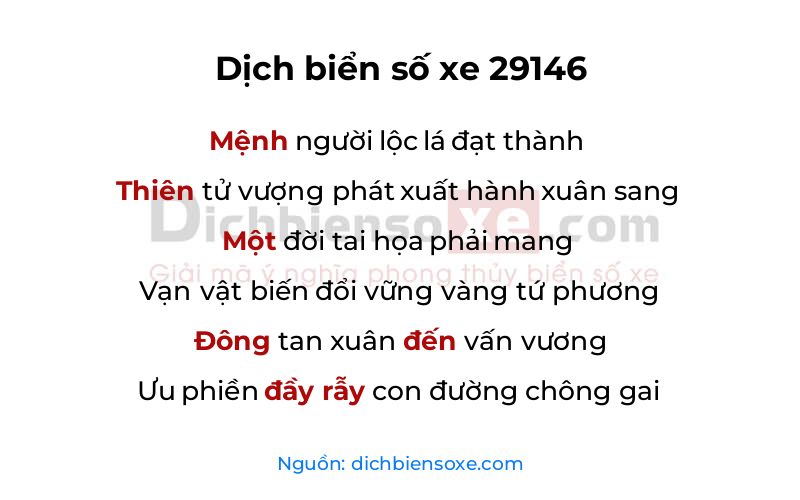 Dịch thơ biển số 29146