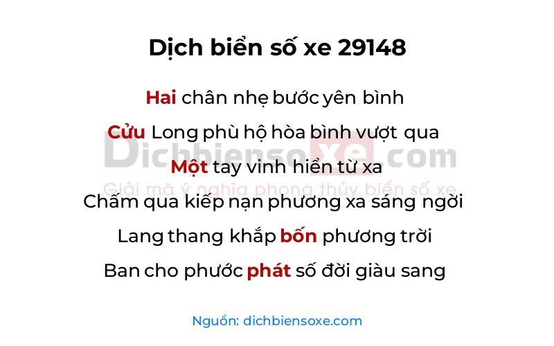 Dịch thơ biển số 29148