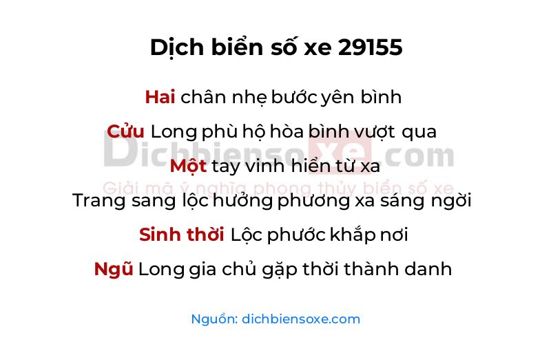 Dịch thơ biển số 29155
