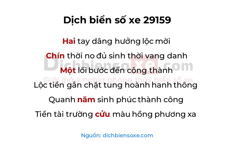 Dịch thơ biển số 29159