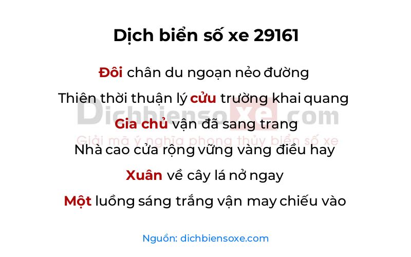Dịch thơ biển số 29161