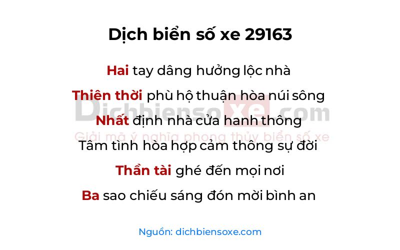 Dịch thơ biển số 29163