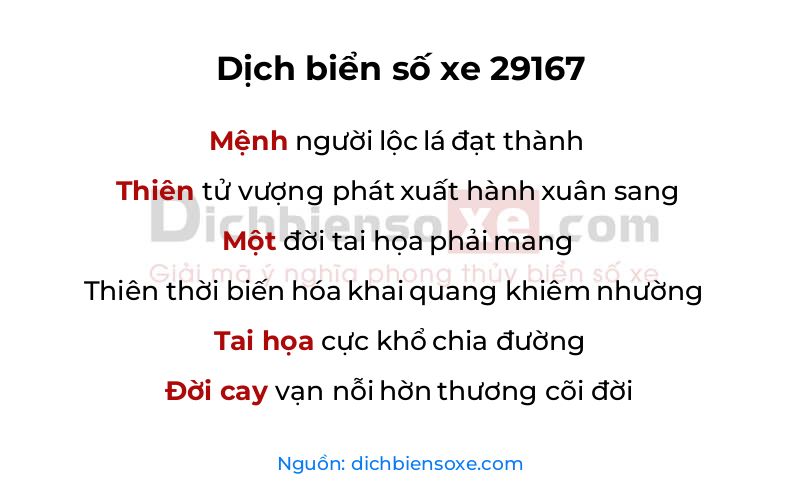 Dịch thơ biển số 29167