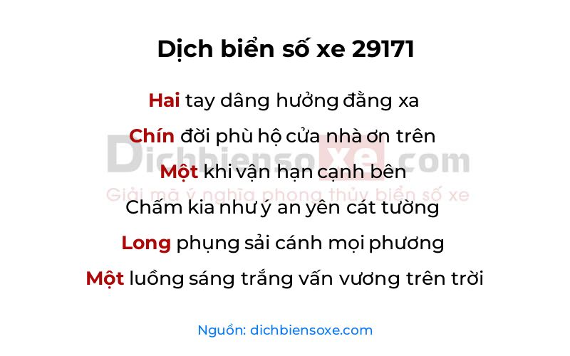 Dịch thơ biển số 29171