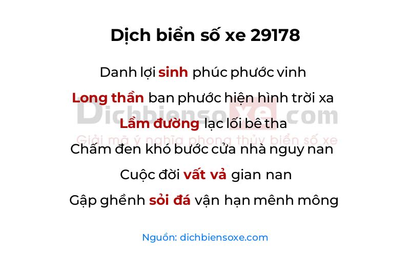 Dịch thơ biển số 29178