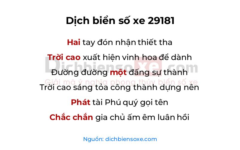 Dịch thơ biển số 29181