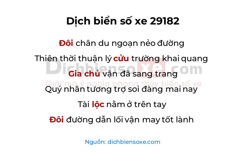 Dịch thơ biển số 29182